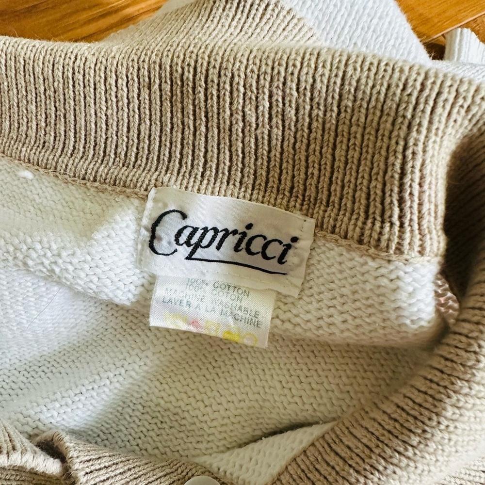 80s Vintage Capricci Knitwear Fruit Patterned Cream Sweater - Picture 3 of 16